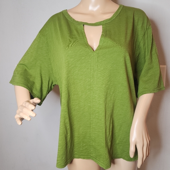 NWT Velvet By Graham & Spencer Green Vintage Slub Cotton Tee women's size XL - Picture 2 of 16